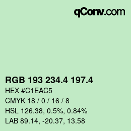 カラーコード: RGB 193 234.4 197.4 | qconv.com