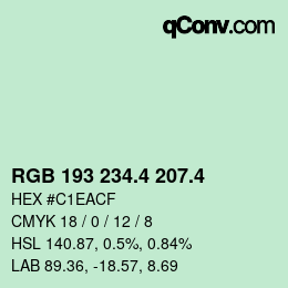 カラーコード: RGB 193 234.4 207.4 | qconv.com