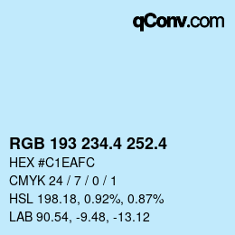 カラーコード: RGB 193 234.4 252.4 | qconv.com