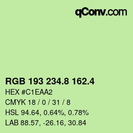カラーコード: RGB 193 234.8 162.4 | qconv.com