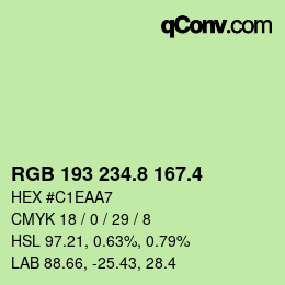 カラーコード: RGB 193 234.8 167.4 | qconv.com