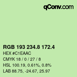 カラーコード: RGB 193 234.8 172.4 | qconv.com