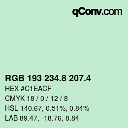 カラーコード: RGB 193 234.8 207.4 | qconv.com