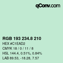カラーコード: RGB 193 234.8 210 | qconv.com