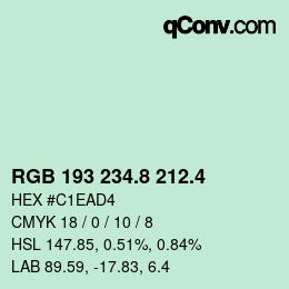カラーコード: RGB 193 234.8 212.4 | qconv.com