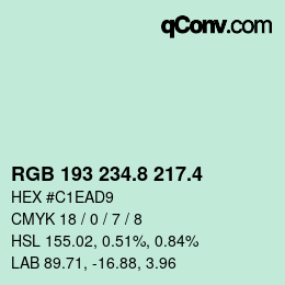 カラーコード: RGB 193 234.8 217.4 | qconv.com