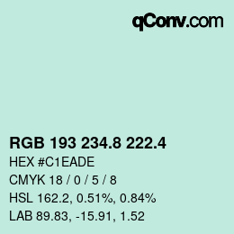 カラーコード: RGB 193 234.8 222.4 | qconv.com