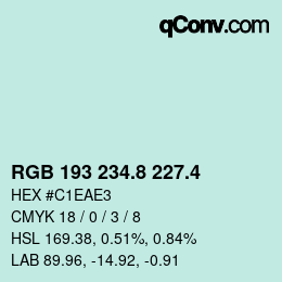 カラーコード: RGB 193 234.8 227.4 | qconv.com