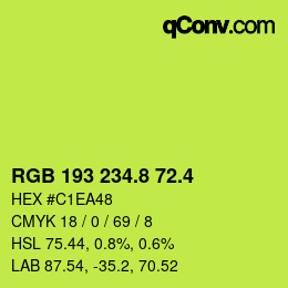 カラーコード: RGB 193 234.8 72.4 | qconv.com