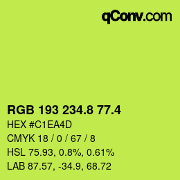 カラーコード: RGB 193 234.8 77.4 | qconv.com