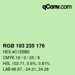 カラーコード: RGB 193 235 176 | qconv.com
