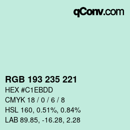 Color code: RGB 193 235 221 | qconv.com