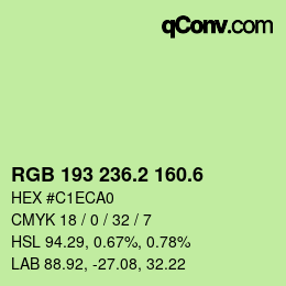 カラーコード: RGB 193 236.2 160.6 | qconv.com