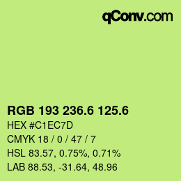 カラーコード: RGB 193 236.6 125.6 | qconv.com