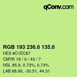 カラーコード: RGB 193 236.6 135.6 | qconv.com