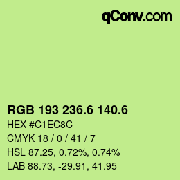カラーコード: RGB 193 236.6 140.6 | qconv.com