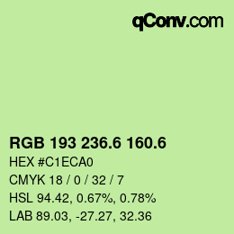 カラーコード: RGB 193 236.6 160.6 | qconv.com