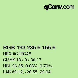 カラーコード: RGB 193 236.6 165.6 | qconv.com