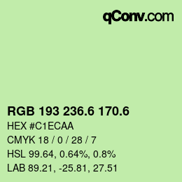 カラーコード: RGB 193 236.6 170.6 | qconv.com