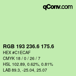 カラーコード: RGB 193 236.6 175.6 | qconv.com