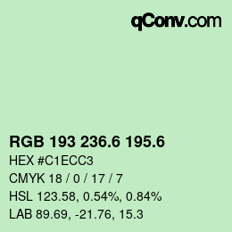 カラーコード: RGB 193 236.6 195.6 | qconv.com