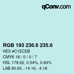 カラーコード: RGB 193 236.6 235.6 | qconv.com