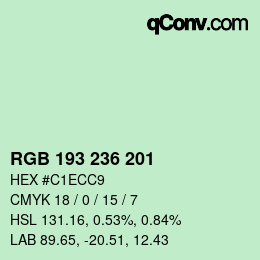 颜色代码: RGB 193 236 201 | qconv.com