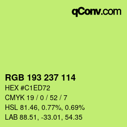 カラーコード: RGB 193 237 114 | qconv.com