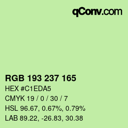 カラーコード: RGB 193 237 165 | qconv.com