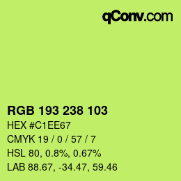 Color code: RGB 193 238 103 | qconv.com
