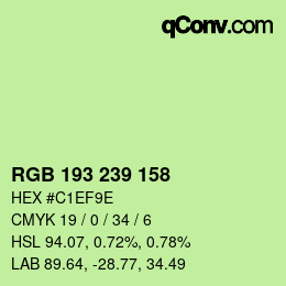 Color code: RGB 193 239 158 | qconv.com