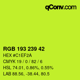 颜色代码: RGB 193 239 42 | qconv.com
