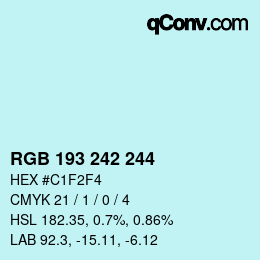 Color code: RGB 193 242 244 | qconv.com