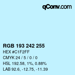カラーコード: RGB 193 242 255 | qconv.com
