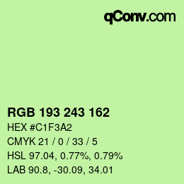 Color code: RGB 193 243 162 | qconv.com