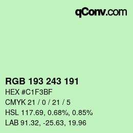 颜色代码: RGB 193 243 191 | qconv.com