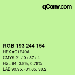 Farbcode: RGB 193 244 154 | qconv.com