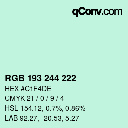 颜色代码: RGB 193 244 222 | qconv.com