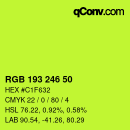 Color code: RGB 193 246 50 | qconv.com