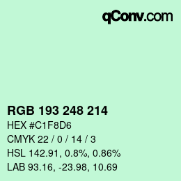 カラーコード: RGB 193 248 214 | qconv.com