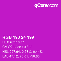 Color code: RGB 193 24 199 | qconv.com