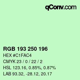 Color code: RGB 193 250 196 | qconv.com