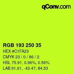 Color code: RGB 193 250 35 | qconv.com