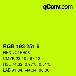 Color code: RGB 193 251 8 | qconv.com
