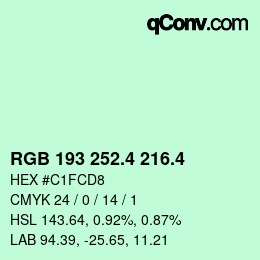 カラーコード: RGB 193 252.4 216.4 | qconv.com