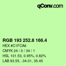 カラーコード: RGB 193 252.8 166.4 | qconv.com