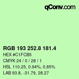 カラーコード: RGB 193 252.8 181.4 | qconv.com