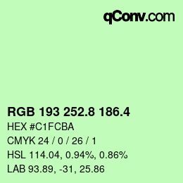 カラーコード: RGB 193 252.8 186.4 | qconv.com