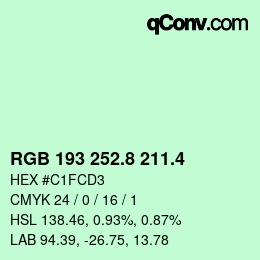 カラーコード: RGB 193 252.8 211.4 | qconv.com