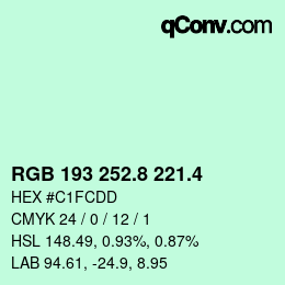 カラーコード: RGB 193 252.8 221.4 | qconv.com
